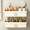 Suction Cup Wall Mounted Bathroom Shelf Drainage Detachable Storage Rack Hanging Basket, Style: 2 Layers Large Cream