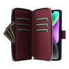 For iPhone 14 / 13 Nine-card Slots Zipper Wallet Bag Leather Phone Case(Wine Red)