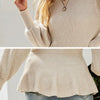 Autumn and Winter Women Sweater Waist Lantern Sleeve Knitted Top, Size: S(Wine Red)