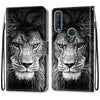 For Alcatel 1SE (2020) Coloured Drawing Cross Texture Horizontal Flip PU Leather Case with Holder & Card Slots & Wallet & Lanyard(Black White Lion Head)