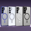 For Samsung Galaxy S25 5G MagSafe Airbag Shockproof Frosted Phone Case with Fold Holder(Black)