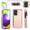 For Samsung Galaxy A52 5G Double Flap Zipper RFID Leather Phone Case with Short Lanyard(Rose Gold)