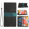 For Samsung Galaxy A42 / M42 5G Grid Stitching Leather Phone Case with Lanyard(Black)