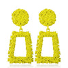 Exaggerated Scrub Geometric Earrings Trapezoidal Long Metal Earrings(Yellow)