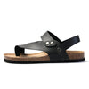 Men Summer Cork Flip Flops Beach Couple Leather Sandals, Size: 43(Black)