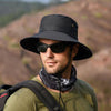 Outdoor Sun Hat Hiking Big Brim Breathable Sunscreen Fisherman Hat(Black)