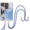 For Samsung Galaxy S25 Ultra 5G Electroplating Marble Dual-side IMD Phone Case with Lanyard(Blue 018)