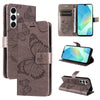 For Samsung Galaxy A26 5G Global 3D Butterfly Embossed Pattern Flip Leather Phone Case(Grey)