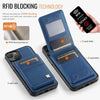 For iPhone 13 AutSpace A12 MagSafe Magnetic RFID Card Bag Phone Case(Blue)
