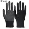5pairs Outdoor Breathable Non-slip Particle Silicone Hiking Riding Nylon Gloves Thin Mittens(Black)