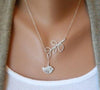 Women Fashion Lovely Chic Long Silver Sweater Chain Pendant Necklaces(Leaf double chains)