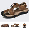 Summer Large Size Men Beach Shoes Leather Breathable Wading Casual Sandals, Size: 43(Dark Brown)