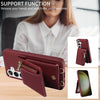 For Samsung Galaxy S25+ 5G Crossbody Lanyard Zipper Wallet Leather Phone Case(Wine Red)