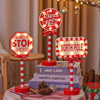 Christmas Street Sign STOP Decorative Lights Wooden Window Atmosphere LED Lights, Style: Crown