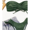 Women  Sexy Lace Up Bandeau Two Pieces Set Bikini Drawstring Tie Side Swimsuit Swimwear, Size: M(Green)