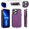 For iPhone 13 Pro Double Flap Zipper RFID Leather Phone Case with Short Lanyard(Dark Purple)