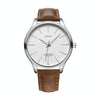 YAZOLE 512 Casual Quartz Men Watch(Silver Shell White Tray Brown Belt)