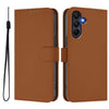 For Samsung Galaxy A26 5G Skin Feel Solid Color Leather Phone Case with Lanyard(Brown)