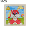 3 PCS Kids Wooden Cartoon Puzzle Jigsaw Toy Early Educational Toys(Rabbit)