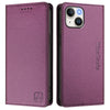 For iPhone 14 / 13 RC01 Dual-Folded Magnetic Suction RFID Leather Phone Case(Violet)