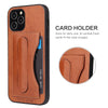 For iPhone 12 mini Fierre Shann Full Coverage Protective Leather Case with Holder & Card Slot(Brown)