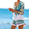 Chiffon Snake Texture Print Swimsuit Cover-up, Size:M(Blue)