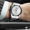 FNGEEN S001 Men Waterproof Watch Calendar Watch(Black Steel Blue Surface)