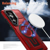 For Samsung Galaxy S23+ 5G Shield Hollow Frame Holder MagSafe Phone Case(Red)