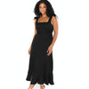 Women Elegant Slit Dress Commuting Sleeveless Knot Suspender Dress, Size: S(Black)