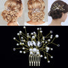 Pearl Women Hair Combs Wedding Hair Accessories Hair Pin Rhinestone Tiara Bridal Clip Crystal Crown Bride Hair Jewelry(Gold)