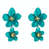 1 Pair Ladies Fashion Geometric Flower Earrings(Blue And green)