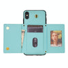 For iPhone XS Max Three Fold Card Bag Phone Case with Long Lanyard(Mint)