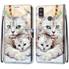For Alcatel 1L (2021) Coloured Drawing Cross Texture Horizontal Flip PU Leather Case with Holder & Card Slots & Wallet & Lanyard(Big Cat Holding Kitten)