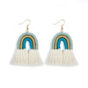 2 Pairs Personalized Tassel Bohemian Earrings Hand-Woven Retro Earrings(Green Colorful)