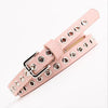 Women Hollow Rivets PU Leather Waist Belt Apparel Accessories, Size:103 x 1.4cm(Skin Powder)