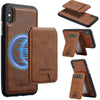 For iPhone XS Max LC.IMEEKE L3 Series Detachable RFID Card Bag Magsafe Phone Case(Brown)