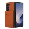 For Samsung Galaxy Z Fold5 AwQuer RFID Vertical Flip Card Bag Holder Leather Phone Case(Brown)