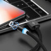 2 in 1 USB to 8 Pin + Micro USB Magnetic Metal Interface Nylon Braided Charging Cable, Length: 1m(Black)