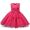Rose Red Girls Sleeveless Rose Flower Pattern Bow-knot Lace Dress Show Dress, Kid Size: 100cm
