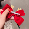 Christmas Gold Velvet Headdress Duckbill Clip, Color: LD055 Red