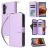 For Samsung Galaxy S24 FE 5G Nine-card Slots Zipper Wallet Bag Leather Phone Case(Purple)