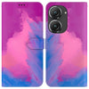 For Asus Zenfone 9 Watercolor Pattern Flip Leather Phone Case(Purple Red)