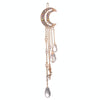 Fashion Elegant Women Lady Moon Rhinestone Crystal Tassel Long Chain Beads Dangle Hairpin Hair Clip Hair Jewelry(Rose Gold)