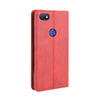 For Alcatel 1V (2019) with Fingerprint Hole Magnetic Buckle Retro Crazy Horse Texture Horizontal Flip Leather Case with Holder & Card Slots & Photo Frame(Red)