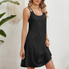 Women Summer Round Neck Halter Loose Sleeveless Dress, Size: S(Black)