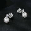 S925 Sterling Silver Platinum-plated Moissanite Pearl Earrings, Size: 0.5 Carat