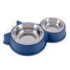 Cat Ears Double Food Bowl - Blue - Stainless Steel