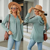 Autumn Winter V-Neck Loose Long Sleeve Hooded Sweatshirt Women Outerwear, Size: L(Dark Green)