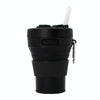 350ML Folding Portable Silicone Telescopic Drinking Coffee Cup Multi-function Silica Cup Travel(Black)