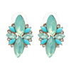 Five-leaf Petal Crystal Earrings Pink Diamond Earrings Simple Jewelry(Light green)